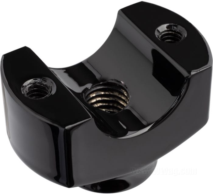 Riser »Shorty«; Stahl, schwarz, kunststoffbeschichtet; Breite: 31 mm; Gewinde: 1/2”-13; für Lenker-Ø: 1 ”; Maße gemäß Zeichnung: H-Anbauhöhe = 34 mm, T-Gesamthöhe = 60 mm; Bruttogewicht: 896 g