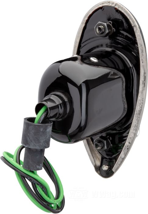 Taillight »Teardrop«; steel / glass, red, chrome-plated; L x W x D: 140 x 59 x 89 mm; bulb type: P21/5W; 12 V; socket: BAY15d; without license illumination; without license bracket; gross weight: 400 g
