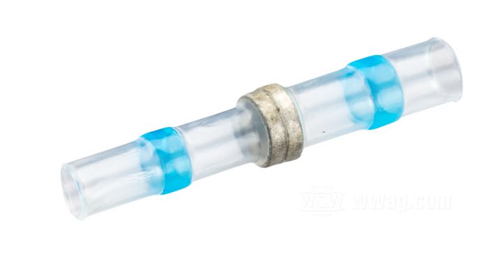 Stoßverbinder; Kunststoff / Lötzinn, klar; Länge: 40 mm; für Kabel: ~ 1.5 - 2.5 mm² (AWG 16-14); Bruttogewicht: 1 g