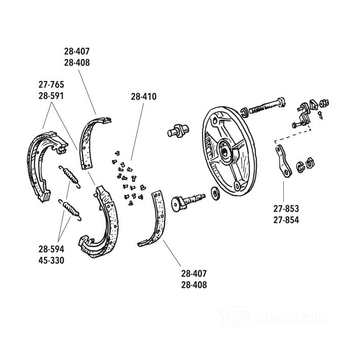Feder; für Bremspedal / Bremsbacken; passend für K-Modell und Sportster 1952-1978: Bremsbacken hinten, K-Modell und Sportster 1952-1972: Bremsbacken vorne, Big Twin 4-Gang 1970-1986: Bremspedal hinten; Stahl, verchromt; ersetzt OEM HD 44485-52 und 41835-69; Bruttogewicht: 70 g