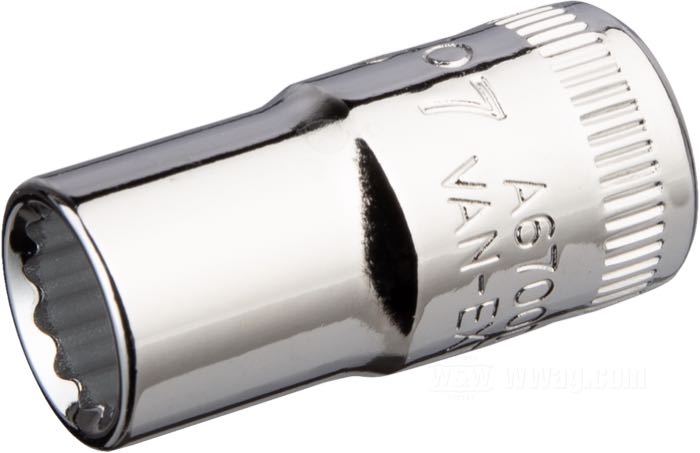 Socket by Bahco; steel, chrome-plated; metric; drive: 1/4”; 12-point; size: 7 mm; Spain; gross weight: 11 g