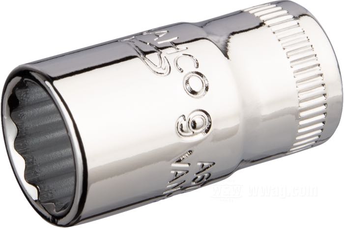 Socket by Bahco; steel, chrome-plated; metric; drive: 1/4”; 12-point; size: 9 mm; Spain; gross weight: 14 g