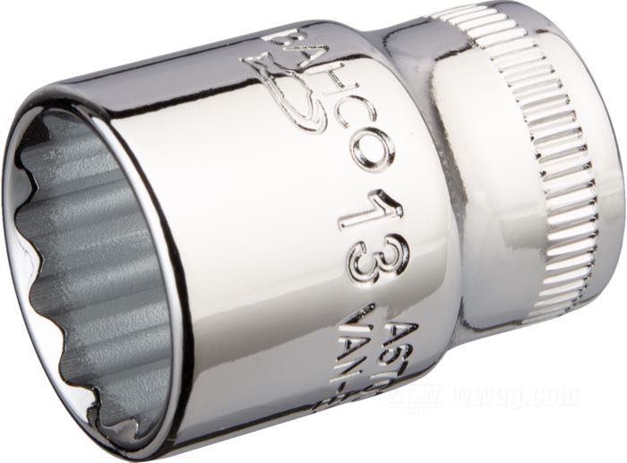 Socket by Bahco; steel, chrome-plated; metric; drive: 1/4”; 12-point; size: 13 mm; Spain; gross weight: 23 g