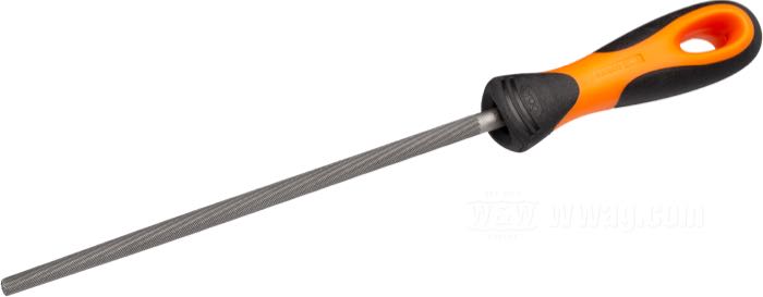 Rundfeile von Bahco; Hieb 2; Stahl / Gummi, Klingenlänge 200 mm; Länge: 310 mm; Ø 8 mm; Portugal; Bruttogewicht: 129 g