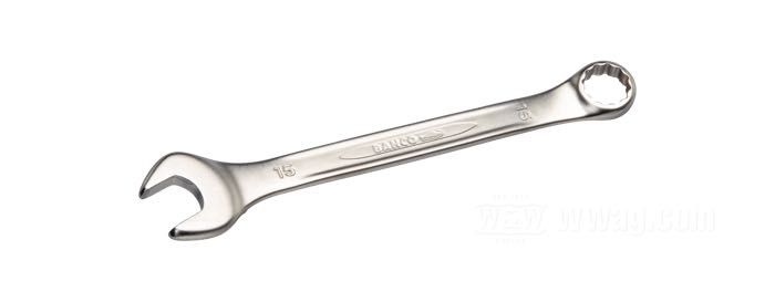 Clef mixte de Bahco; acier, chromé / satiné; taille métrique: 15 mm; Espagne; poids brut: 99 g