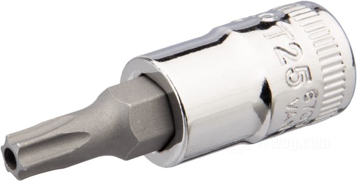 Socket by Bahco; for Torx head bolts; steel, chrome-plated; drive: 1/4”; Torx; bit-size TORX: T25; France; gross weight: 18 g