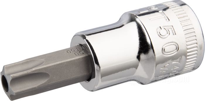 Douille de Bahco; pour vis Torx et<br />vis inviolables; acier, chromé; carré: 3/8”; Torx; taille TORX: T50; France; poids brut: 48 g