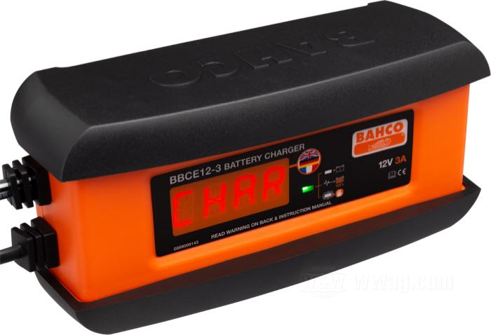 Chargeur de batterie de Bahco; 12 V 6 Ah - 58 Ah; poids net: 790 g; poids brut: 1.05 kg