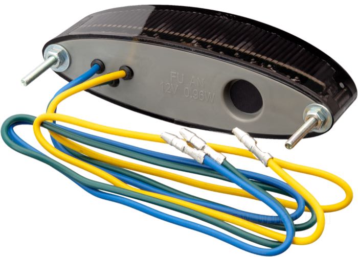 Piloto trasero »Lizard Eye«; plástico, ahumado; A x A x F: 107 x 29 x 32 mm; tipo de bombilla: LED; 12 V; 1 W; sin bloque de montaje; sin carcasa; con iluminación de matrícula; sin soporte de matrícula; homologado E4 y E9; peso bruto: 90 g