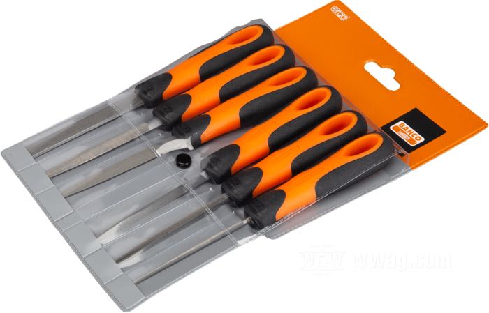 File set by Bahco; steel / rubber, blade length 100 mm; 6 pieces; with case; gross weight: 311 g