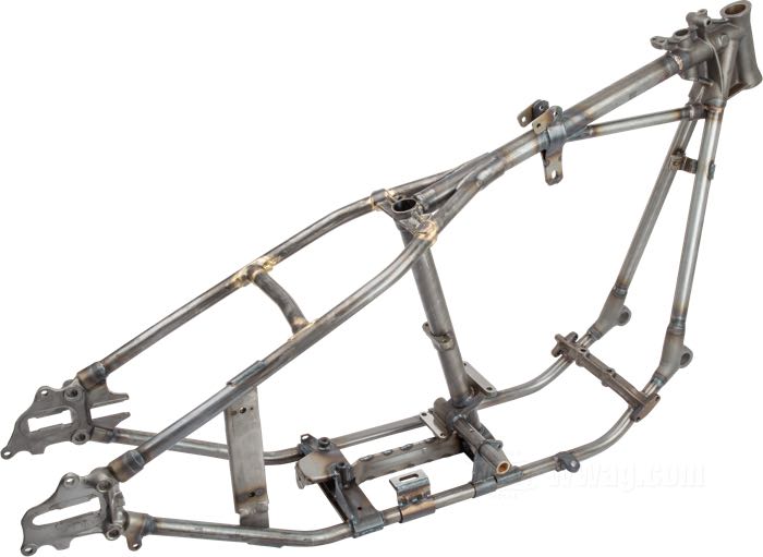 Starrrahmen »Straightleg« von VG Classic Frames & Parts; passend für Knucklehead/Big Twin Flathead 1937; Stahl / Sphäroguss, blank; Rake: 25 °; ersetzt OEM HD 2801-36; Niederlande; Bruttogewicht: 37 kg