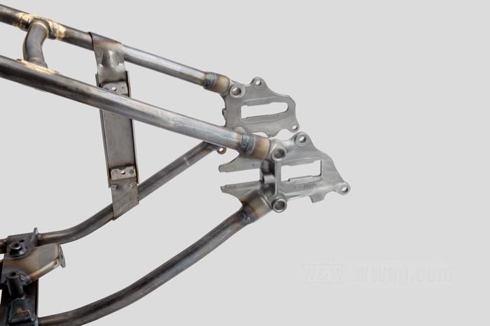 Starrrahmen »Straightleg« von VG Classic Frames & Parts; passend für Knucklehead/Big Twin Flathead 1937; Stahl / Sphäroguss, blank; Rake: 25 °; ersetzt OEM HD 2801-36; Niederlande; Bruttogewicht: 37 kg