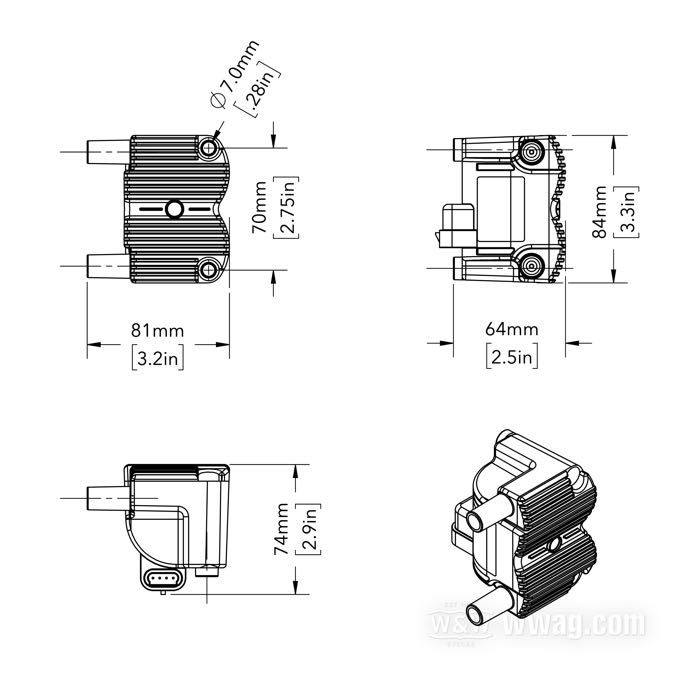 Bobina de encendido »Super Coil« de Accel; apropiado para Softail 2001-2006, Dyna 2004-2011, Touring 2002-2007; con EFI; negro; para usar con 12 V; resistencia primaria: 2 x 0.5 Ω; single fire y una bujía por culata; reemplaza OEM HD 31743-01; China; peso bruto: 538 g