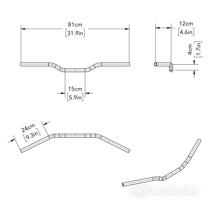 Lenker »Tustin« von Bates; Stahl, verchromt; Ø 1”; Kabelführung: ohne Kabelsicken; Wandstärke: 3 mm; mit Teilegutachten; Deutschland; Bruttogewicht: 1.46 kg
