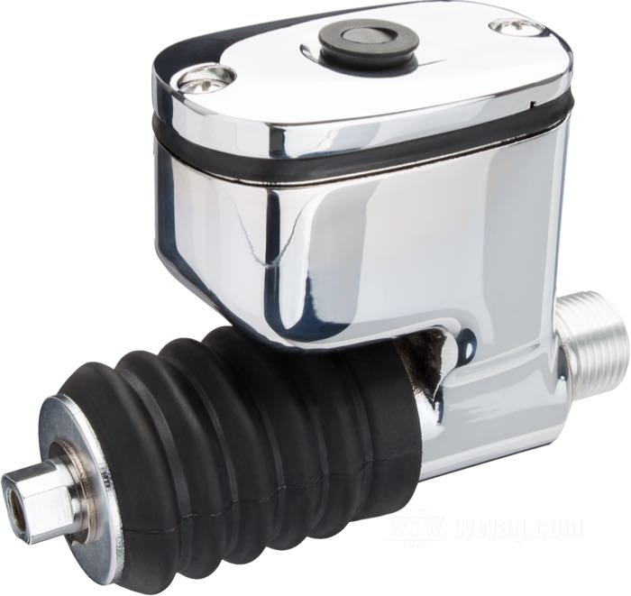 Maître-cylindre frein de Daytona; adaptable à Dyna 2006-2017 sans ABS, Dyna FLD 2006-2017 avec et sans ABS; alu coulé, chromé; Ø piston hydraulique: 5/8” (15.8 mm); liquide de frein obligatoire: DOT 4 ou 5; remplace OEM HD 42474-06; poids brut: 430 g