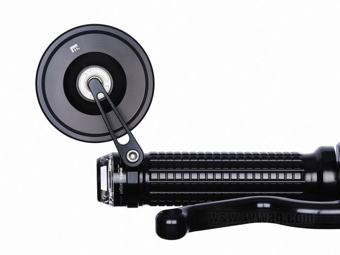 Rückspiegel »mo.view spy« von motogadget; Aluminium / Edelstahl, schwarz eloxiert; für Lenker-Ø: 22 mm / 1 ”; Montageposition: links oder rechts; Maße Spiegelglas B x H: 76 mm; Länge Spiegelarm: 61 mm; ohne Prüfzeichen; Deutschland; Bruttogewicht: 160 g