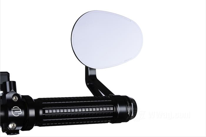 Rear view mirror »mo.view road« by motogadget; aluminum / stainless steel, black anodized; for handlebar Ø: 22 mm / 1 ”; position: left or right; mirror glass dimensions WxH: 110 x 80 mm; stem length: 110 mm; E13 approved; Germany; gross weight: 250 g