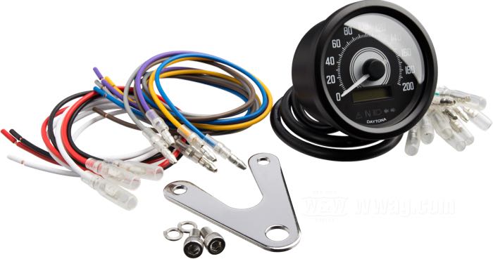 Elektronischer Tachometer »Velona 60« von Daytona; Edelstahl, mattschwarz; Tiefe: 45 mm; Ø 60 mm; Zifferblatt: schwarz; 12 V; mit Halter, Kleinteilen und Bedienungsanleitung; Bruttogewicht: 350 g