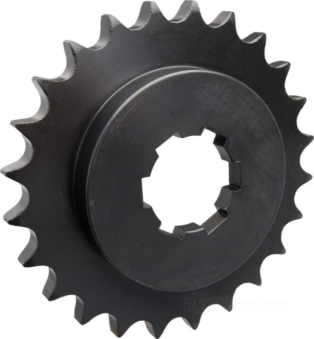 Offset sprocket; for 4-speed Big Twin; steel; offset: 12 mm; number of teeth: 24; pitch: 530 (5/8” x 3/8”); gross weight: 840 g