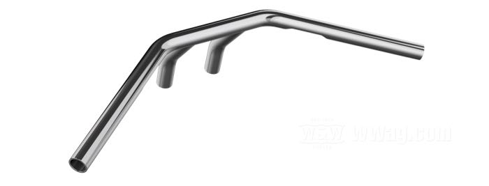 Handlebar »Pasadena 14« by Bates; riser distance 3-1/2” (= 89 mm); steel, chrome-plated; Ø 1”; wire routing: W2 with dimples (1982→); wall thickness: 3 mm; with mounting screw; with parts certificate; Germany; gross weight: 1.5 kg