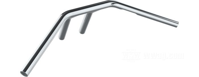 Manubrio »Pasadena 22« di Bates; distanza riser 3-1/2” (= 89 mm); acciaio, cromato; Ø 1”; passaggio cavi: con cavature; spessore della parete: 3 mm; con bullone fissaggio; certificato; Germania; peso lordo: 1.77 kg