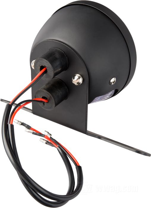 Taillight »Duo«; steel / glass, matte black; depth: 58 mm; Ø 98 mm; bulb type: G18.5 (2x); 12 V; 8 W; socket: BA15s (2x); with bulb(s); with stop light; with license illumination; with painted license bracket; mounting surface: flat; gross weight: 532 g