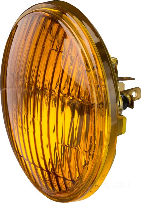 Scheinwerfer-Einsatz »Sealed beam«; Stahl / Glas, gerillt; Ø 4-1/2”; Glühlampen-Typ: nicht austauschbar; Linse: bernstein; 12 V; 60/60 W; ohne Positionslichtfunktion; Bruttogewicht: 229 g