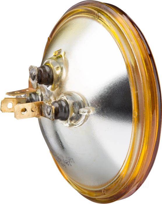 Scheinwerfer-Einsatz »Sealed beam«; Stahl / Glas, gerillt; Ø 4-1/2”; Glühlampen-Typ: nicht austauschbar; Linse: bernstein; 12 V; 60/60 W; ohne Positionslichtfunktion; Bruttogewicht: 229 g