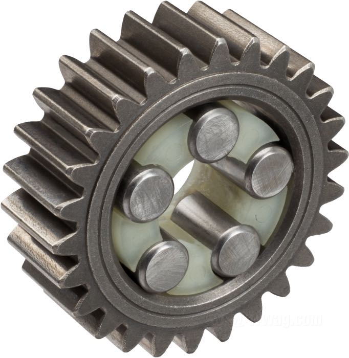 Idler gear; for Starter motor; fits Big Twin 1991-2006, Dyna →2005; steel; with Bearing; replaces OEM HD 31525-90, and 31530-90; gross weight: 56 g