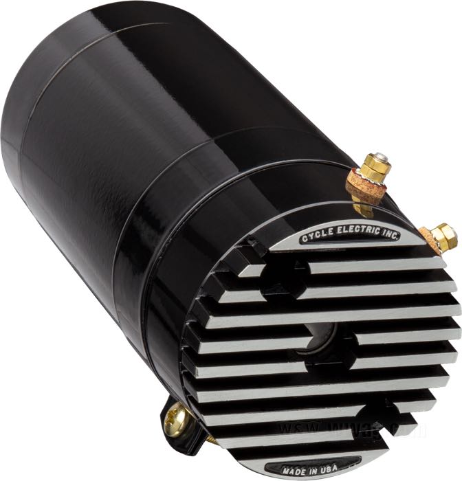 Generator »Low Voltage« by Cycle Electric; with End Bell regulator; cast aluminum / steel, black, painted; thread: 5/16”-24; 12 V; USA; gross weight: 5.08 kg