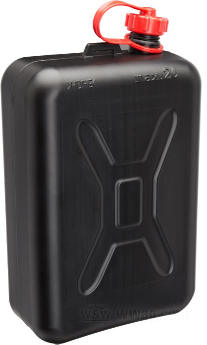 Jerrycan by hünersdorff; polyethylene, black; W x H x D: 150 x 220 x 80 mm; volume: 2 l; UN-approved; Germany; gross weight: 219 g