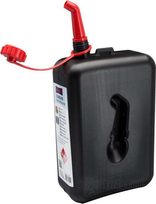 Jerrycan by hünersdorff; polyethylene, black; W x H x D: 150 x 220 x 80 mm; volume: 2 l; UN-approved; Germany; gross weight: 219 g