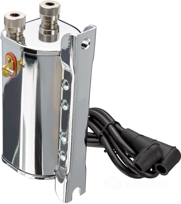 Zündspule; für Unterbrecherkontakt; passend für Big Twin 1948-1960; verchromt; geeignet für 6 V; Primär-Widerstand: 1.5 Ohm; Dual Fire und eine Kerze pro Kopf; mit Halter, Zündkabeln; ersetzt OEM HD 31604-48; Bruttogewicht: 1.28 kg