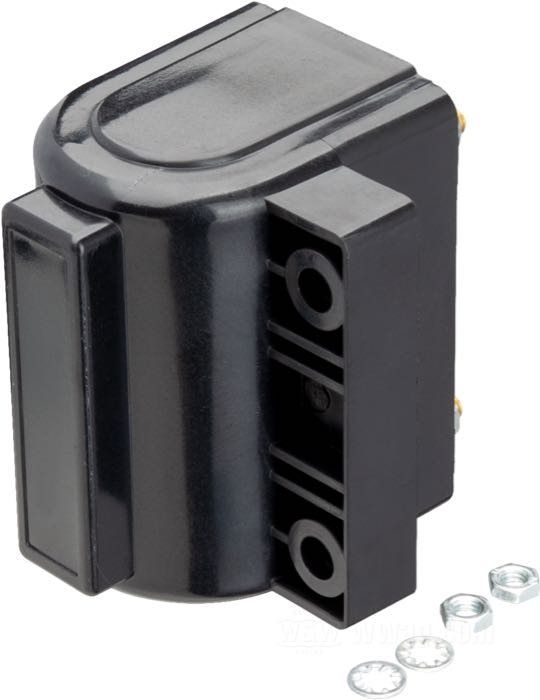 Bobina de encendido »Powerband«; para Ruptores de contacto; para Encendido Dyna S; negro; para usar con 12 V; resistencia primaria: 5 Ω; dual fire y una bujía por culata; conecc. alto volt.: dos; peso bruto: 560 g