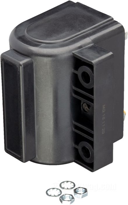 Bobina de encendido »Super Coil« de Accel; para encendidos electrónicos de modelos Evolution; negro; para usar con 12 V; resistencia primaria: 2.3 Ω; dual fire y una bujía por culata; conecc. alto volt.: dos; peso bruto: 600 g