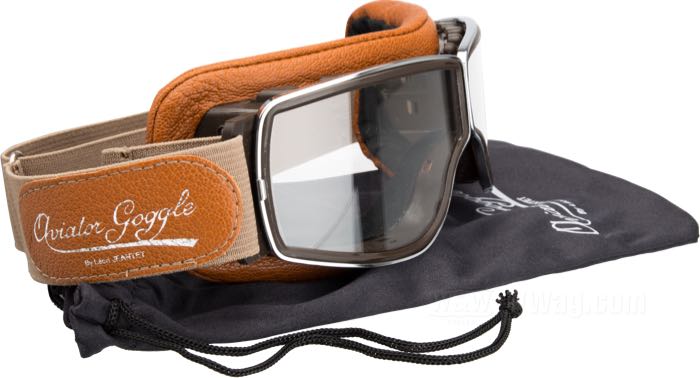 Lunettes »4182« de Aviator Goggle; acétate / mousse, marron, chromé; matériel des verres: polycarbonate; couleur/type des verres: clair; peuvent se porter par-dessus des lunettes de vue et des lunettes de soleil; avec étui; France; poids brut: 158 g