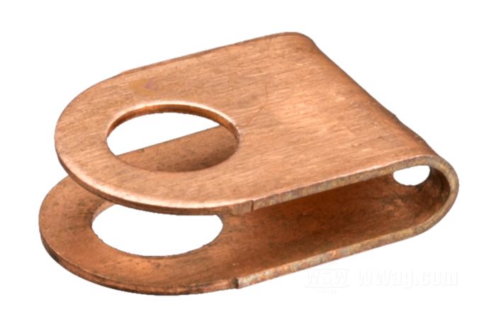 Kabelschuh 90°; passend für alle Modelle ab Mitte 1939-1945; Kupfer, Typ 1, zum Anlöten; ersetzt OEM HD 1520-39 und 9907; Bruttogewicht: 2 g