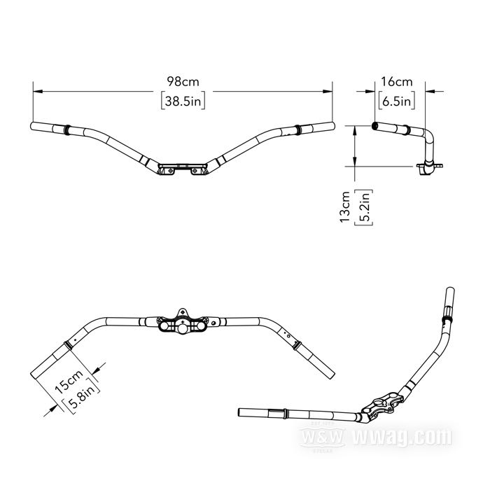 Manubrio »Standard« di Samwel Supplies; per Forcella Springer Offset; atto per Big Twin 1946-1949; acciaio, nero, rivestito a polvere; filettatura: 57/64”-24; rimpiazza OEM HD 56010-46; peso lordo: 2.2 kg
