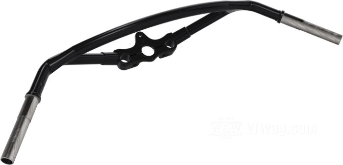Manubrio »Speedster Hollywood« di Samwel Supplies; per Inline Springer fork; atto per Big Twin 1936-1945, 45”/750cc 1941-1957; acciaio, nero, rivestito a polvere; filettatura: 57/64”-24; peso lordo: 2.6 kg