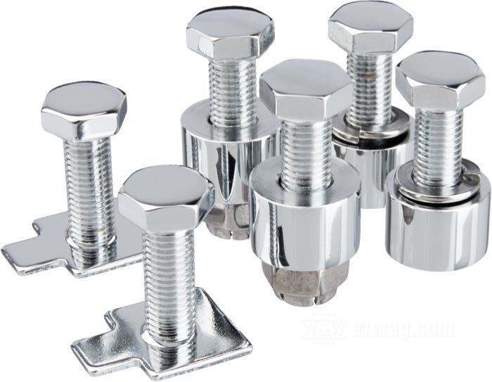 Kit de montaje de Colony; para Depósito de aceite; apropiado para Big Twin 1958-1964; acero, cromado; rosca: 5/16”-24; reemplaza OEM HD 62581-36, 62531-60, 3996, 7725 y 4014W; EE. UU.; peso bruto: 177 g
