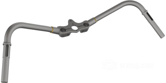 Guidon »Tramp I« de Wrecking Crew; pour Fourche Springer Inline; pour poignées tournantes de 1935-1948; acier, naturel; avec 2 glissières; Europe; poids brut: 2.38 kg
