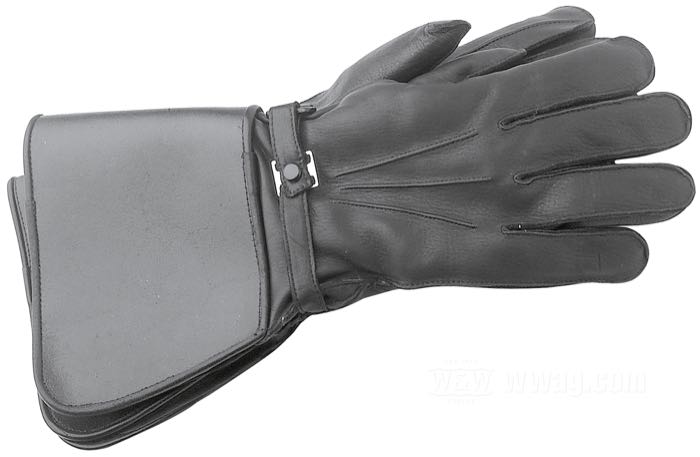 Gauntlets by Raber Glove; deerskin, black, with acrylic pile lining; size (hand circumference acc. to drawing): 210 mm → M; Canada; gross weight: 330 g