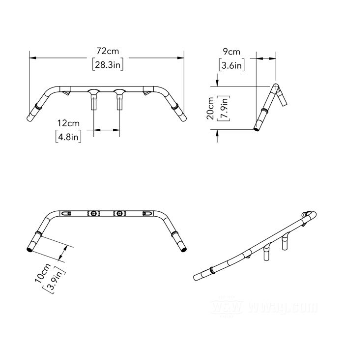 Handlebar »Board Track« by Faber Cycle; fits IOE and V Models 1915-1934; steel, bare; thread: 57/64”-24; wall thickness: 3 mm; USA; gross weight: 1.74 kg