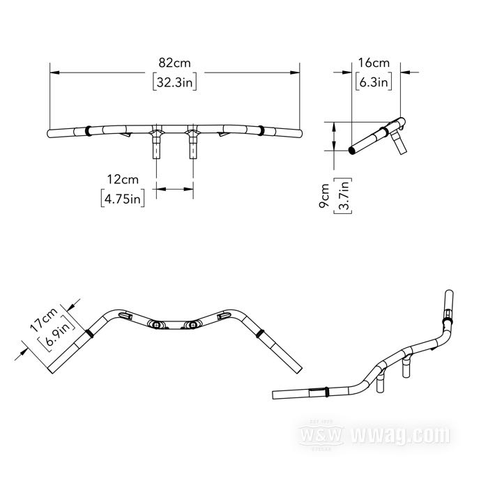 Manubrio »Speedster« di Faber Cycle; atto per modelli B, D, F, J, R e V 1926-1934; acciaio, naturale; filettatura: 57/64”-24; spessore della parete: 3 mm; rimpiazza OEM HD 3309-29A; U.S.A.; peso lordo: 1.96 kg