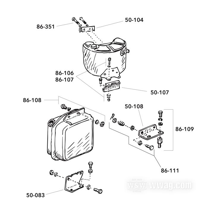 Halteschraubensatz von Colony; für Öltank; passend für XLCH/XLR 1958-1965, KR/KRTT 1952-1967; vorne; Stahl, parkerisiert; Gewinde: 5/16”-24; ersetzt OEM HD 4012; USA; Bruttogewicht: 67 g