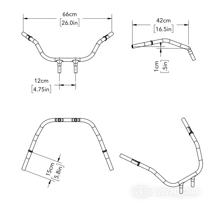 Guidon »Standard« de Faber Cycle; adaptable à modèles IOE 1919-1924; acier, naturel; filetage: 57/64”-24; épaisseur de paroi: 3 mm; remplace OEM HD 3302-19; USA; poids brut: 2.06 kg