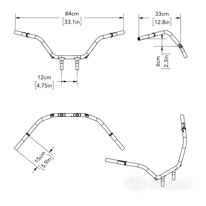 Manubrio »High« di Faber Cycle; atto per modelli IOE e V  1929-1930; acciaio, naturale; filettatura: 57/64”-24; spessore della parete: 3 mm; rimpiazza OEM HD 3307-29; U.S.A.; peso lordo: 2.16 kg