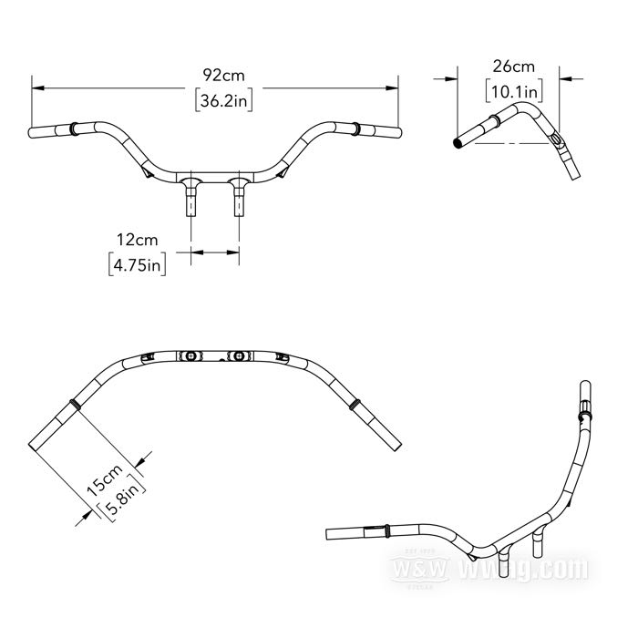 Guidon »Sport Solo Wide« de Faber Cycle; adaptable à modèles IOE et V 1929-1934; acier, naturel; filetage: 13/16”-24; épaisseur de paroi: 3 mm; remplace OEM HD 3304-29; USA; poids brut: 2.14 kg