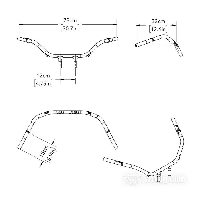 Manubrio »Standard Solo« di Faber Cycle; atto per modelli V 1930-1934; acciaio, naturale; filettatura: 13/16”-24; spessore della parete: 3 mm; rimpiazza OEM HD 3307-30; U.S.A.; peso lordo: 2.16 kg