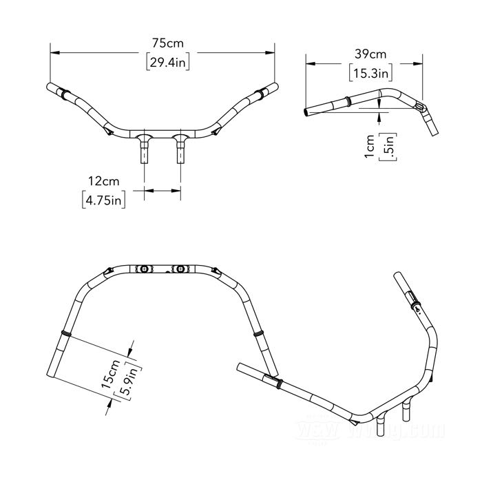 Handlebar »Standard« by Faber Cycle; fits J-models 1928-1929; steel, bare; thread: 57/64”-24; wall thickness: 3 mm; replaces OEM HD 3302-25; USA; gross weight: 2.16 kg